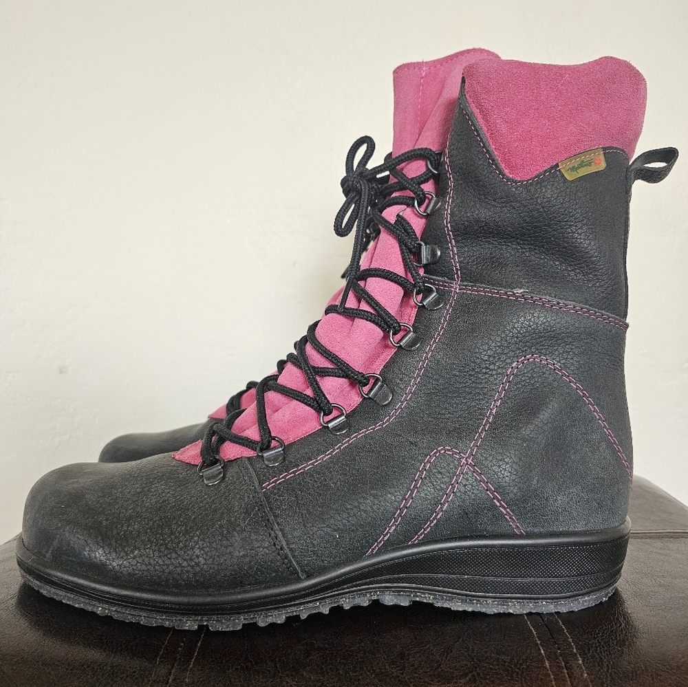 Martino‎ Canada Banff Winter Watherproof Dark Gray Leather Pink Suede Boot Sz 11